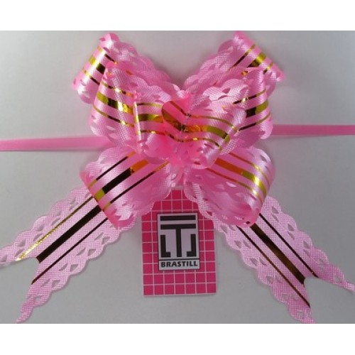 Laço Pronto Rendado Rosa 3cm x 48cm
